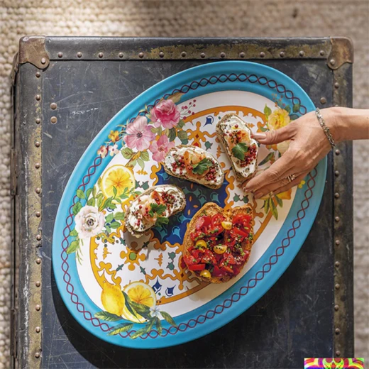 صينية بيضاوية صغيرة على شكل زهرة وليمون بقطر 35.5 × 25.5 × 3 سم، مثالية لحفلة خارجية أو غداء غير رسمي أو مناسبة خاصة، من جوزيني - غوزيني - Image 2