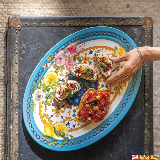 صينية بيضاوية كبيرة على شكل زهرة وليمون بقطر 50 × 3 × 3 سم، مثالية لحفلة خارجية أو غداء غير رسمي أو مناسبة خاصة، من جوزيني - غوزيني - Image 3
