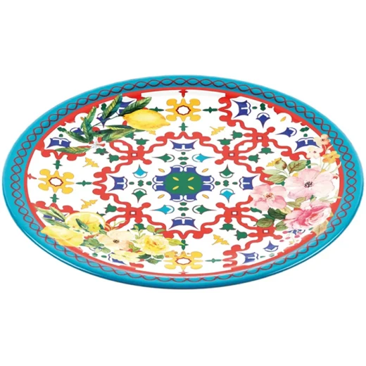 طبق عشاء مسطح على شكل زهرة وليمون بقطر 27.5 × 2.4 سم، مثالي للحفلات الخارجية الممتعة أو النزهات أو كعنصر زخرفي مميز على طاولة الطعام. من جوزيني