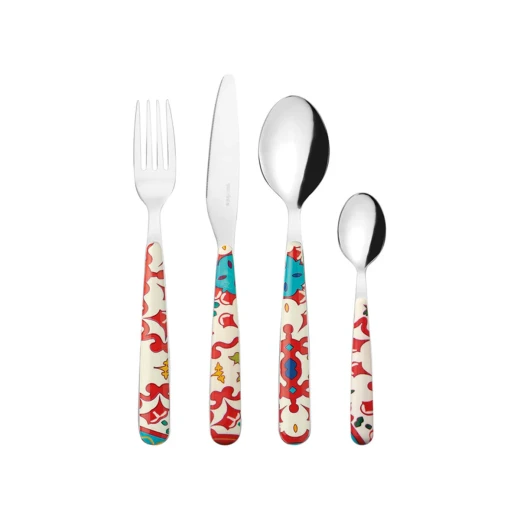 Guzzini Flower & Lemon Cutlery Set of 24 Pieces Stainless Steel Red Guzzini Flower & Lemon Cutlery Set of 24 Pieces Stainless Steel Red