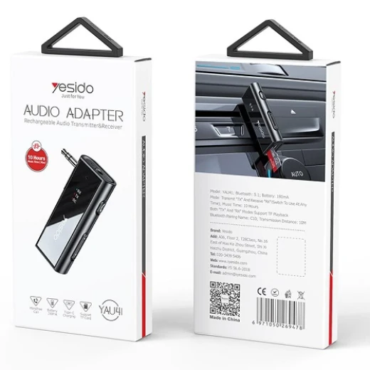 بلوتوث سيارة - محول أوكس للسيارة استقبال لاسلكي بلوتوث USB يسيدو YAU32 بلوتوث سيارة - محول أوكس للسيارة استقبال لاسلكي بلوتوث USB يسيدو YAU32
