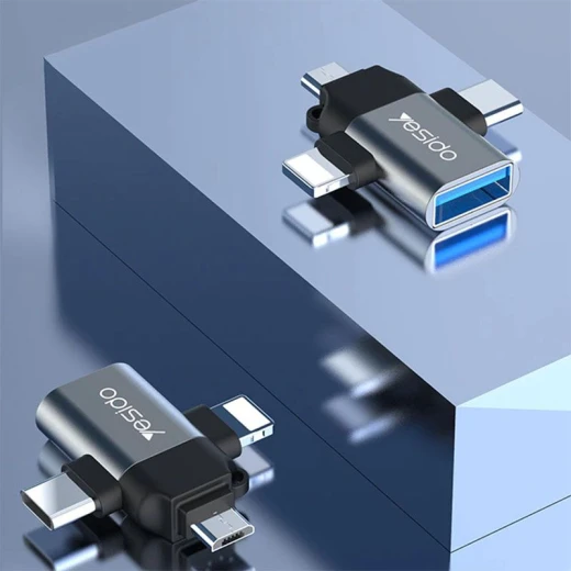 محول يسيدو OTG GS-15 من لايتنينغ، مايكرو، USB-C إلى USB 2.0 لنقل البيانات السريع باللونين الأسود والرمادي - يسيدو - Image 6