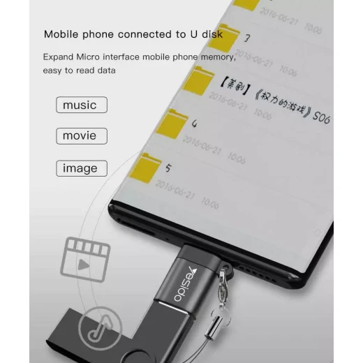 وصلة محول OTG GS-07 ميكرو الي USB3.0 أسود/رمادي من يسيدو - يسيدو - Image 6