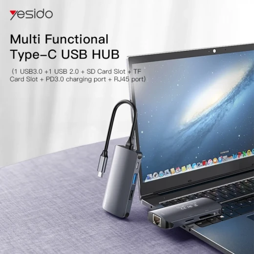 محول/محور USB C إلى متعدد المنافذ 6 في 1 من Yesido، HB15 يسيدو - يسيدو - Image 4