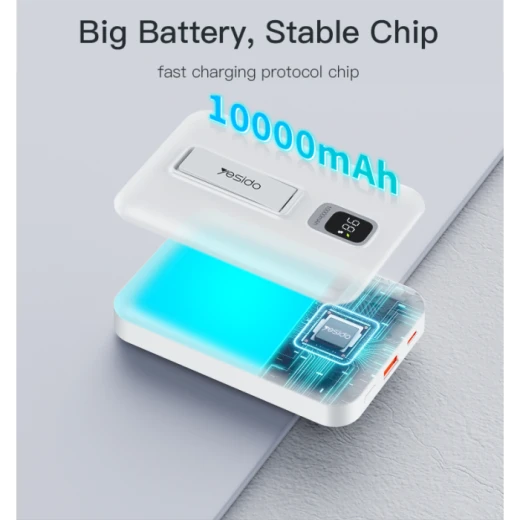 باور بانك يسيدو YP45 بسعة 10,000mAh وقوة 20W مع شاشة رقمية وحامل شحن لاسلكي 15 PD للشحن السريع - يسيدو - Image 5