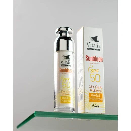 Vitalia Sunblock Spf50 effective with physical filters & Sutible for sensitive skin