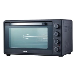 Sona 60L Black Electric Oven: Ideal for Baking, Roasting, and Family Meals. Enjoy Even Heat Distribution with this Kitchen Appliance. Perfect for all your culinary needs!