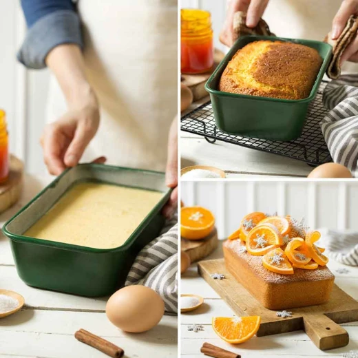 صينية غير لاصقة للبلوم كيك 24 × 14 × 6.5 سم، باللون الأخضر من سلسلة Celebration من ديكورا - ديكورا - Image 4
