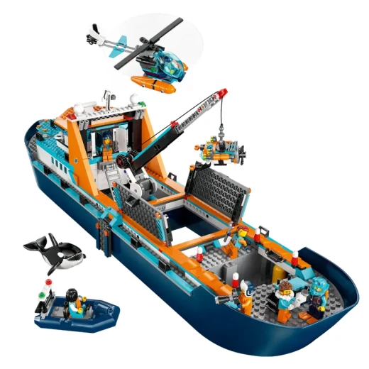 LEGO City قارب استكشاف الغوص 60377 - لعبة بناء بحرية، تحتوي على بيئة مرجانية، غواصة صغيرة، 3 شخصيات صغيرة، ومجسمات راي مانتا، سمكة قرش، سرطان، سمكتين، و2 سلحفاة - ليجو - Image 5