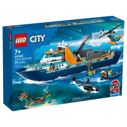 LEGO City قارب استكشاف الغوص 60377 - لعبة بناء بحرية، تحتوي على بيئة مرجانية، غواصة صغيرة، 3 شخصيات صغيرة، ومجسمات راي مانتا، سمكة قرش، سرطان، سمكتين، و2 سلحفاة