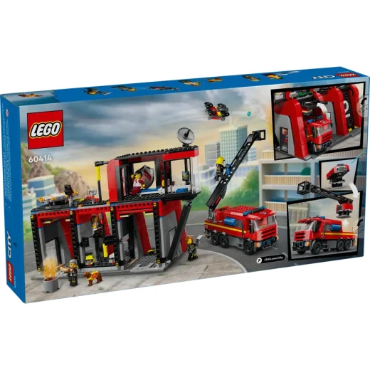 LEGO City محطة الإطفاء مع لعبة شاحنة الإطفاء - مجموعات بناء ألعاب للأطفال مع 2 ملحقات لشاحنة الإطفاء - هدايا للأولاد والبنات من عمر 6 سنوات فما فوق - مجموعة لعب تخيلي مع 5 شخصيات صغيرة - 60414 من ليغو - ليجو - Image 7