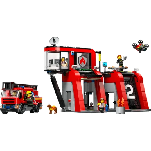 LEGO City محطة الإطفاء مع لعبة شاحنة الإطفاء - مجموعات بناء ألعاب للأطفال مع 2 ملحقات لشاحنة الإطفاء - هدايا للأولاد والبنات من عمر 6 سنوات فما فوق - مجموعة لعب تخيلي مع 5 شخصيات صغيرة - 60414 من ليغو - ليجو - Image 10