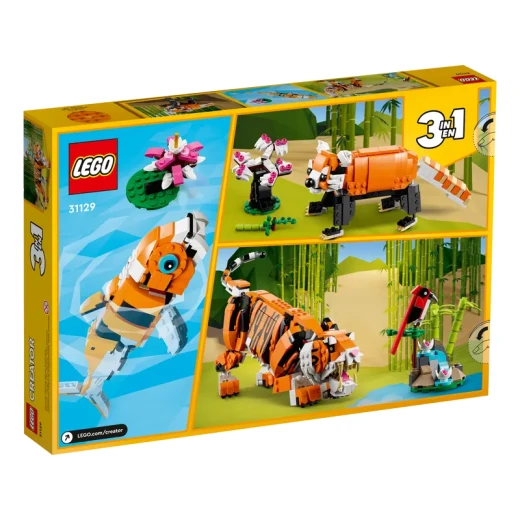 LEGO Creator 3 في 1 مجموعة بناء النمر الرائع، تتحول من نمر إلى باندا أو سمكة كوي، تماثيل حيوانات، لعبة بناء قابلة للجمع، هدايا للأطفال، للأولاد والبنات من عمر 9 سنوات فما فوق، 31129 من ليغو - ليجو - Image 4