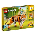 LEGO Creator 3 في 1 مجموعة بناء النمر الرائع، تتحول من نمر إلى باندا أو سمكة كوي، تماثيل حيوانات، لعبة بناء قابلة للجمع، هدايا للأطفال، للأولاد والبنات من عمر 9 سنوات فما فوق، 31129 من ليغو - ليجو