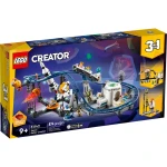 LEGO Creator 3 في 1 مجموعة بناء قطار الفضاء، تحتوي على قطار سريع، برج السقوط، دوامة، و5 شخصيات صغيرة، حديقة ترفيهية قابلة لإعادة البناء للأطفال من عمر 9 سنوات فما فوق، 31142 من ليغو - ليجو