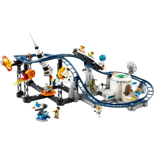 LEGO Creator 3 في 1 مجموعة بناء قطار الفضاء، تحتوي على قطار سريع، برج السقوط، دوامة، و5 شخصيات صغيرة، حديقة ترفيهية قابلة لإعادة البناء للأطفال من عمر 9 سنوات فما فوق، 31142 من ليغو - ليجو - Image 2