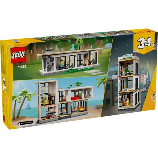منزل حديث للألعاب LEGO Creator 3 في 1 - مجموعة بناء للأطفال مع 3 خيارات للبناء للأولاد والبنات، أعمار 9+ - مع شخصيتين صغيرتين للعب التخيلي - فكرة هدية لعيد الميلاد - 31153 من ليغو - ليجو - Image 6