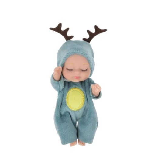 mini sleeping baby doll dress in green, 11 cm