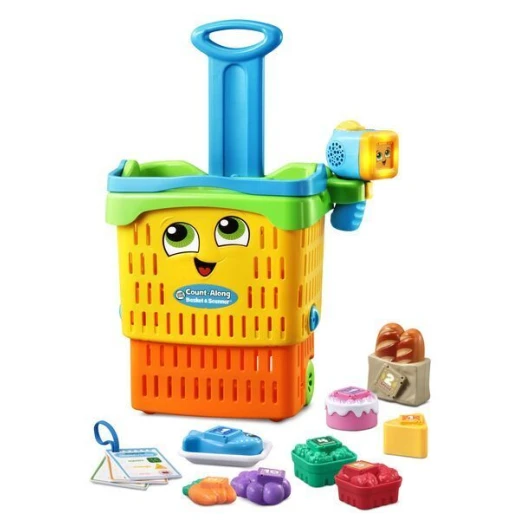 LeapFrog Count-Along Basket & Scanner, Roleplay Toy for Children, Interactive Learning Toy for Pretend Play, Play Set with Food, Shapes and Colours, - LeapFrog Enterprises - Image 2