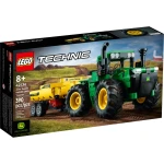 تكنيك جرار جون دير 9620 R 4WD (42136) توجيه مفصلي، ميزات واقعية، مقطورة مع آلية رفع، مناسب للأعمار من 8 فما فوق، مثالي لمحبي الجرارات من ليغو