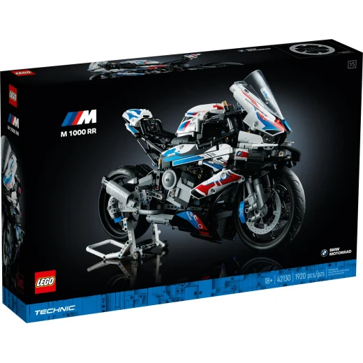 دراجة نارية  (42130) مجموعة نموذجية للكبار مع ميزات واقعية، بناء وعرض، فكرة هدية مثالية لعشاق الدراجات النارية بي ام دبليو ام 1000 آر آر من ليغو