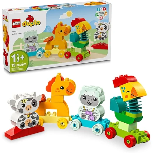 مجموعة ليغو DUPLO قطار الحيوانات الأول ومجسم الحصان، لعبة تعليمية للأطفال من عمر 1-3 سنوات مع 4 شخصيات حيوانات، هدية عيد ميلاد للأطفال الذين يحبون الحيوانات، لعبة إبداعية من الطبيعة للأطفال في مرحلة ما قبل المدرسة، 10412. - ليجو - Image 5