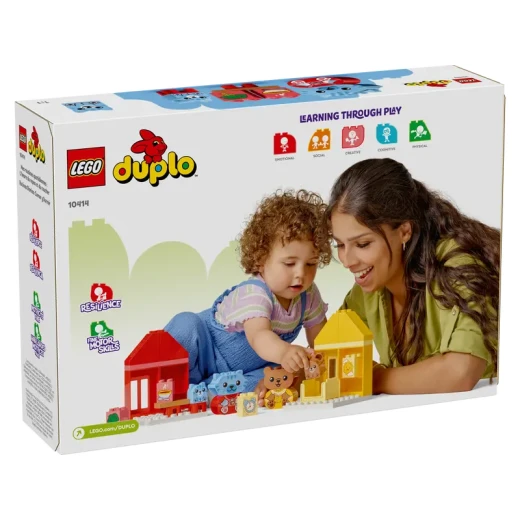 ليغو DUPLO لعبتي الأولى عن الروتين اليومي: الأكل ووقت النوم، لعبة تمثيل اجتماعي وعاطفي، ألعاب حيوانات، هدية للأطفال في مرحلة ما قبل المدرسة من عمر 18 شهرًا فما فوق، تساعد الأطفال الصغار على استكشاف المشاعر، 10414