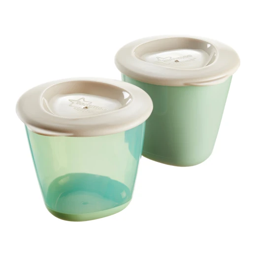 Tommee Tippee Pop Up Weaning Pots, 2x 60ml Baby Food Containers with Soft Push Up Bases, Freezer Safe, 4m+ - Tommee Tippee - Image 2