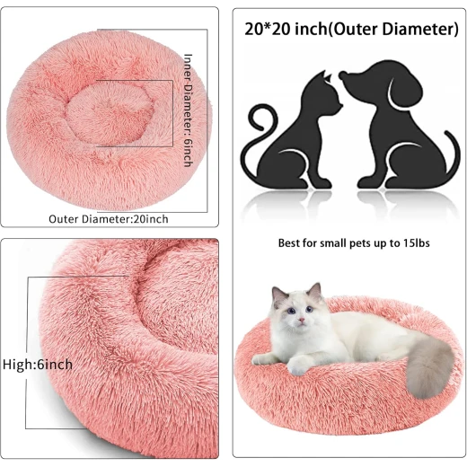 Cat Beds for Indoor Cats or Dog, Washable-Round Pet Bed for Puppy and Kitten with Slip-Resistant Bottom XL - Pets - Image 3
