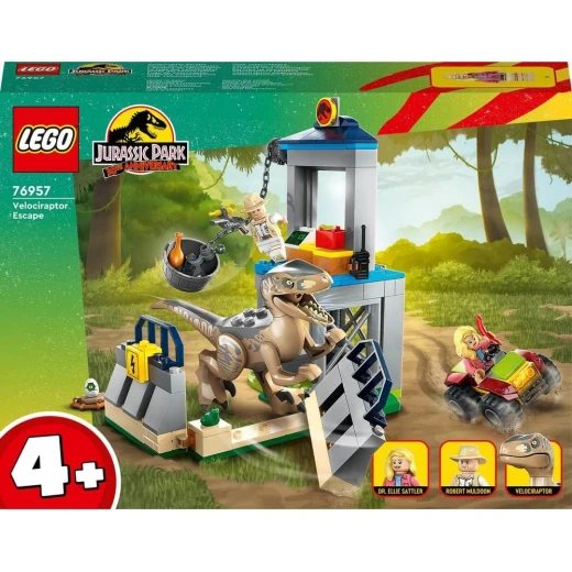 ليغو Jurassic Park – هروب الفيلوسيرابتور (رقم 76957) – لعبة ديناصور مناسبة للبنين والبنات وجميع الأطفال من عمر 4 سنوات فما فوق، تحتوي على شخصيات ديناصورات، سيارة دفع رباعي، وشخصيتين - ليجو - Image 7