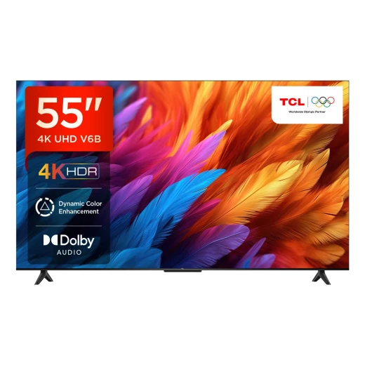 تلفزيون TCL مقاس 139 سم (55 بوصة) – سلسلة معدنية بدون حواف، 4K UHD ذكي LED بنظام Google TV، موديل 55V6B (أسود) – ضمان لمدة سنتين - تي سي ال - Image 4