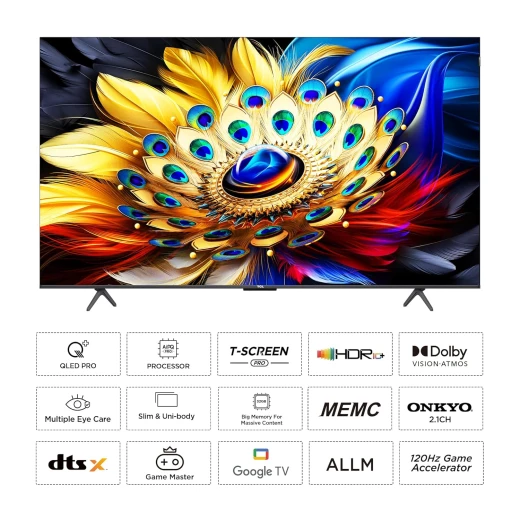 تلفزيون TCL مقاس 215 سم (85 بوصة) من سلسلة C655 بدقة 4K Ultra HD، ذكي، QLED، مع Google TV – موديل 85C655 (أسود) – ضمان لمدة سنتين - تي سي ال - Image 7