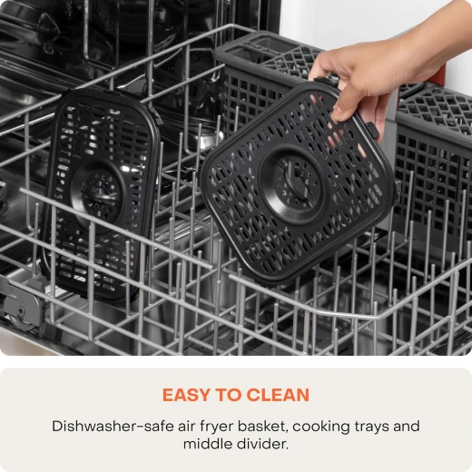 Nutricook Air Fryer Duo 2 Flexzone, 8.5L XL Basket, Middle Divider,2 Independent Cooking Zones, Air Fry,Bake,Roast, Broil, Reheat&Dehydrate, 6 Presets,AFD285, Black,2400 Watts,2Years limited Warranty - Nutribullet - Image 3