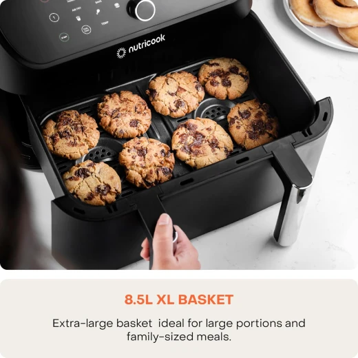 Nutricook Air Fryer Duo 2 Flexzone, 8.5L XL Basket, Middle Divider,2 Independent Cooking Zones, Air Fry,Bake,Roast, Broil, Reheat&Dehydrate, 6 Presets,AFD285, Black,2400 Watts,2Years limited Warranty - Nutribullet - Image 7