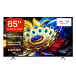 تلفزيون TCL مقاس 215 سم (85 بوصة) من سلسلة C655 بدقة 4K Ultra HD، ذكي، QLED، مع Google TV – موديل 85C655 (أسود) – ضمان لمدة سنتين - تي سي ال