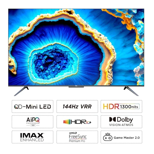 تلفزيون جوجل الذكي QD-Mini LED بدقة فائقة 4K مقاس 164 سم (65 بوصة) 65C755 (أسود) مع ضمان لمدة عامين من تي سي ال - تي سي ال - Image 2