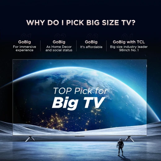 تلفزيون TCL مقاس 189 سم (75 بوصة) من سلسلة Metallic Bezel-Less بدقة 4K Ultra HD، ذكي، LED، مع Google TV – موديل 75V6B (أسود) – ضمان لمدة سنتين - تي سي ال - Image 9