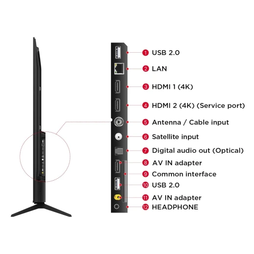 تلفزيون TCL مقاس 189 سم (75 بوصة) من سلسلة Metallic Bezel-Less بدقة 4K Ultra HD، ذكي، LED، مع Google TV – موديل 75V6B (أسود) – ضمان لمدة سنتين - تي سي ال - Image 8