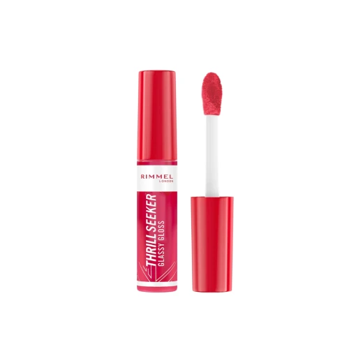 Rimmel Thrillseeker Glassy Lip Gloss Pink to the Berry Hydrating Shine Non Sticky Big Applicator Vegan Makeup