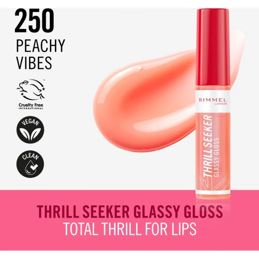Rimmel Thrillseeker Glassy Lip Gloss Pink to the Berry Hydrating Shine with Hyaluronic Acid for Fuller Lips - Rimmel London - Image 2