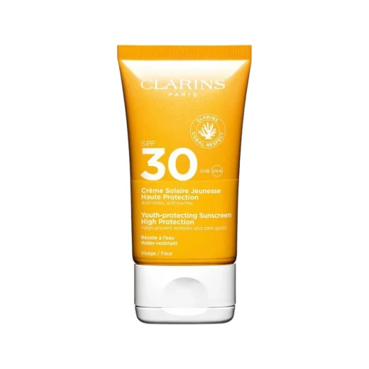 كريم سولير توشر سيك SPF30 واقي شمس للوجه بلمسة جافة ولمسة نهائية مات من كلارنس كريم سولير توشر سيك SPF30 واقي شمس للوجه بلمسة جافة ولمسة نهائية مات من كلارنس