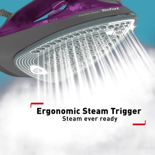 Tefal Steam Iron Express Steam Iron Steamer 2600 W 270 ml Anti-scale Purple Ceramic Soleplate FV2843M0 - Tefal - Image 2
