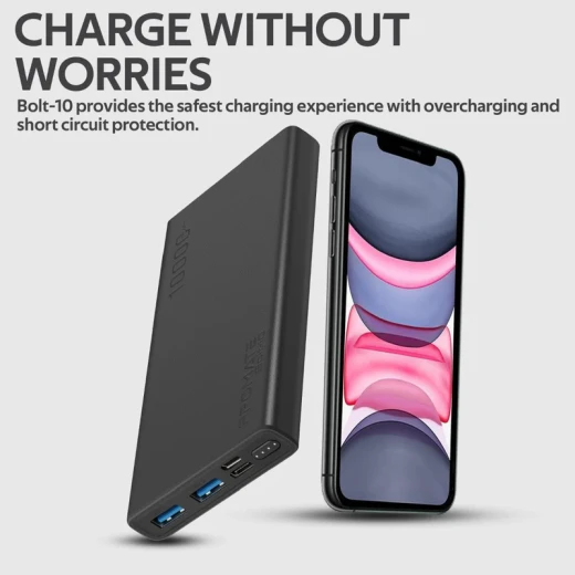 بنك الطاقة الذكي المدمج للشحن مخرج USB مزدوج، شحن سريع 40W، سعة 10,000mAh، USB-C للشحن المتزامن للأجهزة من بروميت - برو مات - Image 2