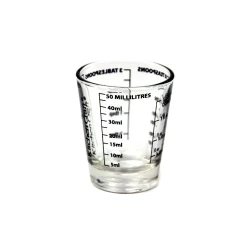 KitchenCraft Mini Glass Measuring Cup 50ml Capacity Multi-Unit Markings (ml, oz, teaspoons, tablespoons, shots) For Dry & Liquid Ingredients Hand Wash Only