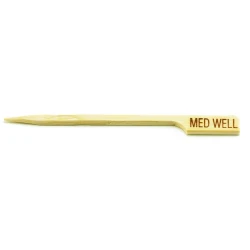 علامات شرائح اللحم "Med Well" أعواد خيزران بطول 9 سم عبوة 100 قطعة صديقة للبيئة للاستعمال مرة واحدة لتحديد درجة نضج الستيك من تيبل كرافت