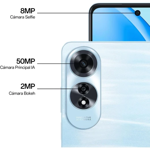 أوبو A60، شاشة 6.67 بوصة LCD 90Hz، معالج سنابدراغون 680 4G، كاميرا 50MP AI، 256GB ذاكرة، 8GB RAM، بطارية 5000mAh، شحن سريع SUPERVOOC 45W، لون موج أزرق من أوبو - أوبو - Image 5