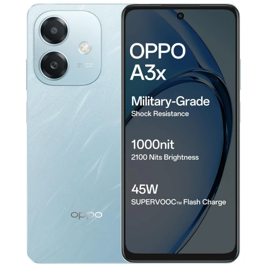 A3X CPH26441، شاشة 6.67 بوصة 90Hz IPS LCD، 128GB ذاكرة، 4GB RAM، معالج سنابدراغون 6s Gen3، كاميرا خلفية 8MP، كاميرا أمامية 5MP، بطارية 5100mAh، شحن سريع 45W، لون أوشن بلو من أوبو A3X CPH26441، شاشة 6.67 بوصة 90Hz IPS LCD، 128GB ذاكرة، 4GB RAM، معالج سنابدراغون 6s Gen3، كاميرا خلفية 8MP، كاميرا أمامية 5MP، بطارية 5100mAh، شحن سريع 45W، لون أوشن بلو من أوبو