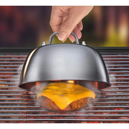 Küchenprofi Barbecue Bell, Stainless Steel, Burger Bell with Handle, for Melting, Cooking and Keeping Warm, Robust Grill Accessories, Dishwasher Safe, Height without Handle 7 cm, Diameter 16 cm - Kuchenprofi - Image 2