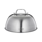 Küchenprofi Barbecue Bell, Stainless Steel, Burger Bell with Handle, for Melting, Cooking and Keeping Warm, Robust Grill Accessories, Dishwasher Safe, Height without Handle 7 cm, Diameter 16 cm - Kuchenprofi