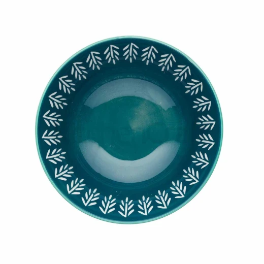 Kitchen Craft Glazed Stoneware Bowl with Geometric Pattern, Orange Ceramic Bowls with Footed Base, Microwave & Dishwasher Safe, 15.7 cm - KitchenCraft - Image 2